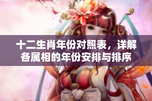 十二生肖年份对照表，详解各属相的年份安排与排序